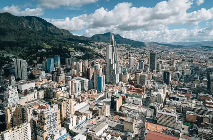 City of urban Bogota with high rise buildings, Colombia