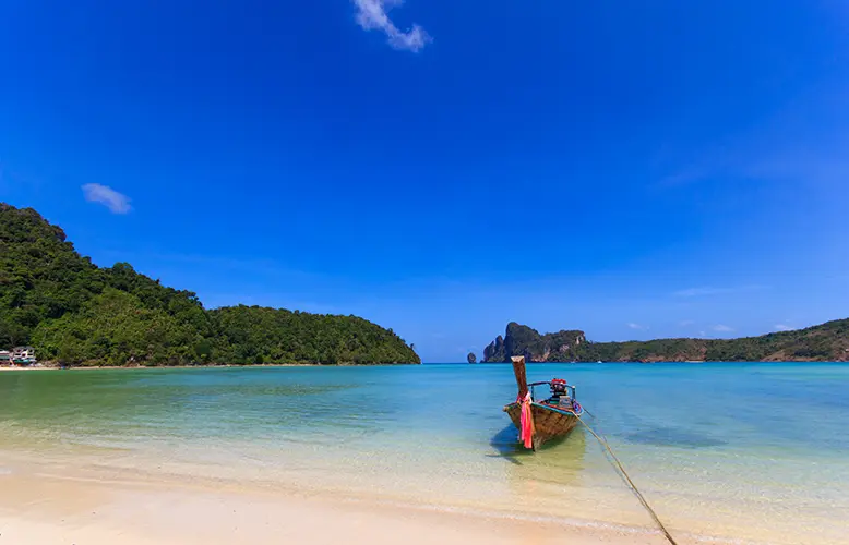 Long tailed boat Ruea Hang Yao in Phi Phi island Thailand