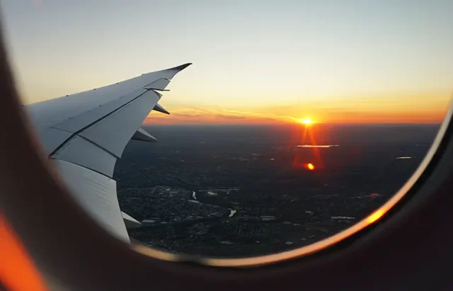 Sunset seen from a plane