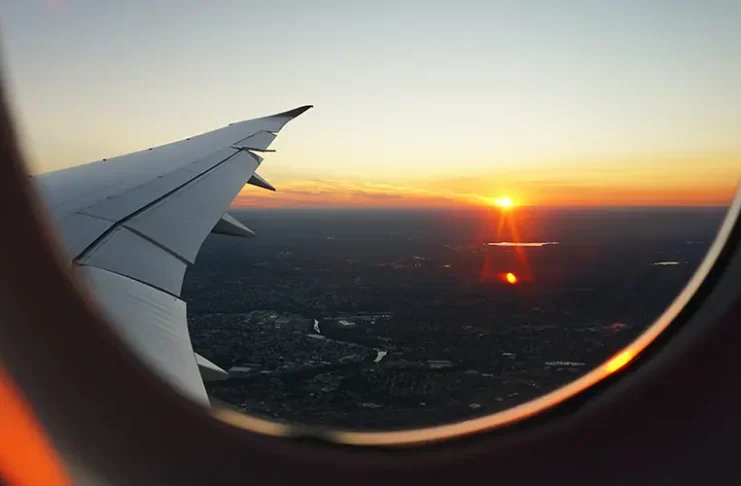 Sunset seen from a plane