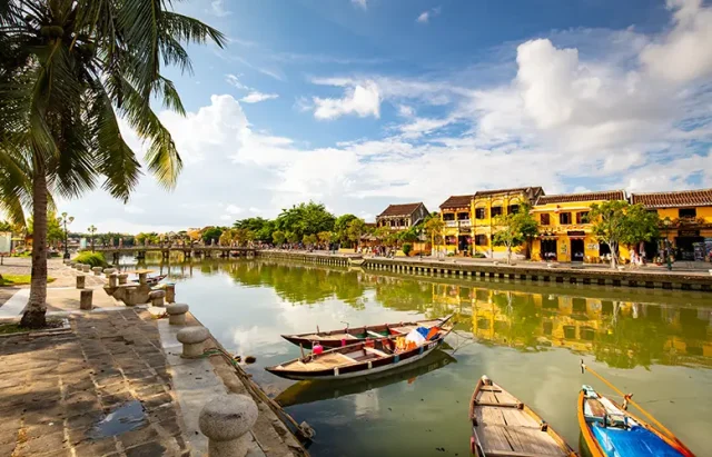 Traditional building detail in the UNESCO heritage town of Hoi An in the Quang Nam Province of Vietnam