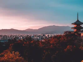 view of Kiyozumi Dera, Kyoto, Japan