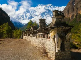 Landscape Himalaya Mountain Background. Hiking Himalayas Beautiful View Panorama