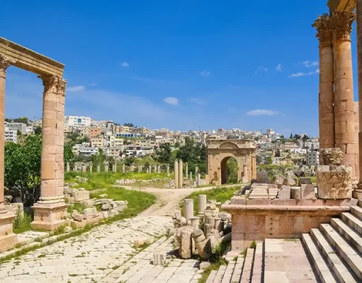 A Journey Through Time and Culture in Jordan’s Enigmatic Capital of Amman Ruins of the ancient Nymphaeum in the Roman city of Gerasa, Jordan