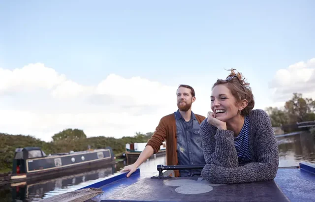 Couple on canal boat