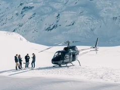 Helicopter landings on the Tasman Glacier in New Zealand