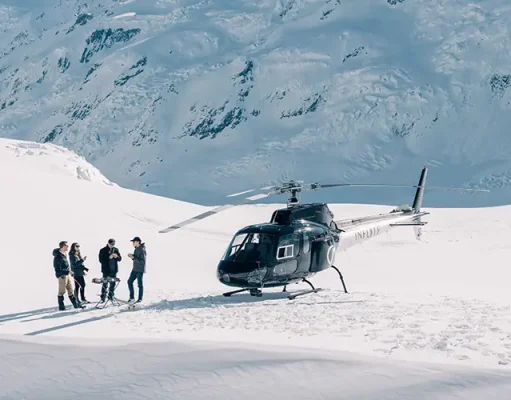 Helicopter landings on the Tasman Glacier in New Zealand