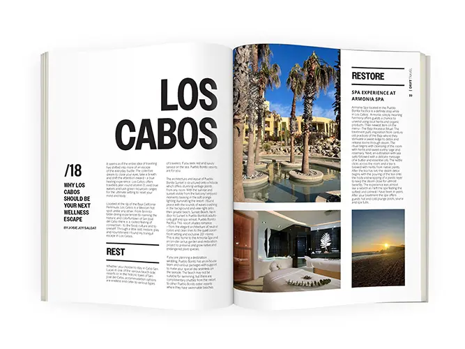 travel magazine article on Los Cabos, Mexico