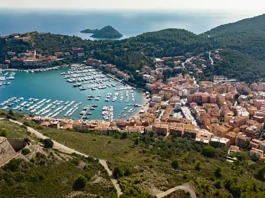 arial view of Porto Ercole, Italy