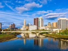 Raising the Stakes: Discover the Luxe Side of Ohio’s Top Poker Destinations Columbus, Ohio, USA downtown skyline over the Scioto River.