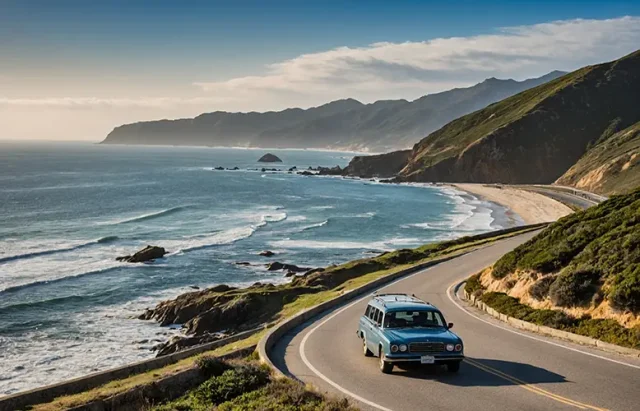 blue-car-is-driving-down-road-with-ocean-background copy