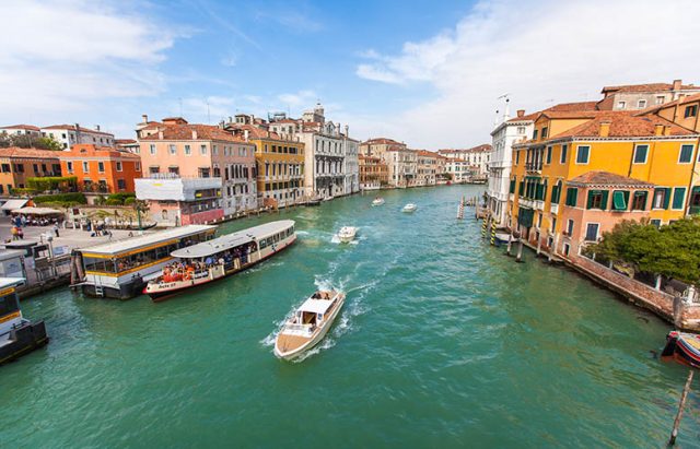 Water-traffic on Grand Canal in Venice