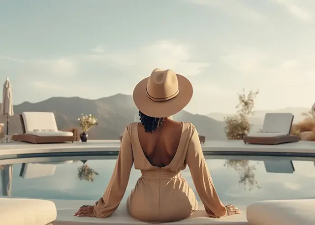upscale-serenity-stylish-woman-lounging-by-infinity-pool-essence-luxury-retreat copy