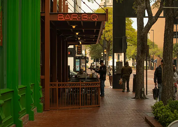 A bar-b-q on a sidewalk