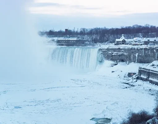 Freezing Temperatures Transform Niagara Falls, Creating a Frozen Appearance