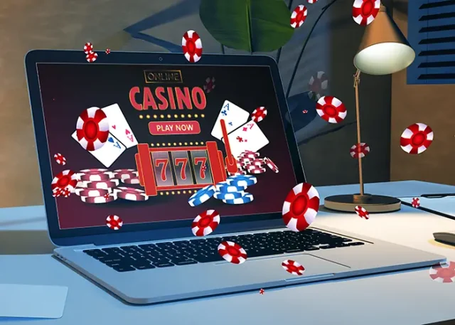 online-casino-gaming-gambling-device-concept-close-up-laptop-workplace-with-creative-slot-machine-other-games-3d-rendering copy