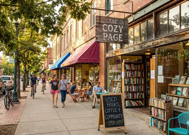 _charming-bookstore-with-outdoor-seating-and-welcoming-sign_ copy A charming bookstore with outdoor seating and a welcoming sign.