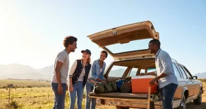 5 Easy Ways to Plan a Winning Group Trip A diverse group preparing for a road trip with their car.