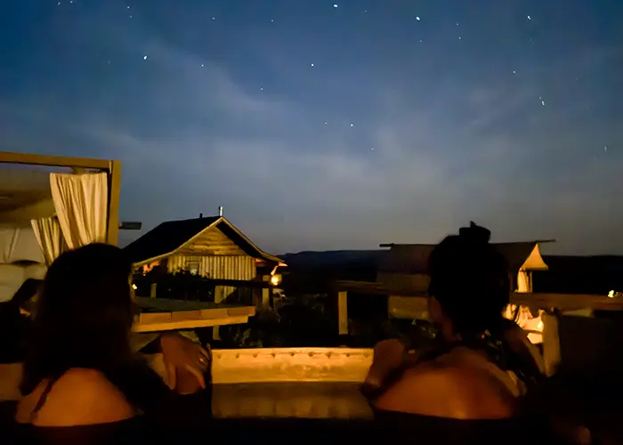 gazing at the stars fro a not tub