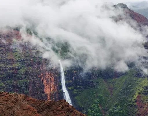 Places to Visit in Lonavala: Best Attractions & Where to Stay A scenic view of a tall waterfall cascading down a steep mountain landscape covered in green foliage.