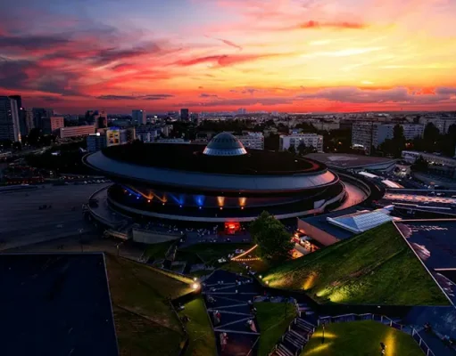 Silesia by Car: How Poland’s Industrial Heartland Became a Road Trip Worth Taking aerial view of Spodek arena and the Culture Zone in Katowice, Poland