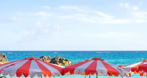 Bermuda in Fall 2026: New Beaches, Art, Food and World-Class Tennis Pink-sand beach and striped umbrellas at Palmetto Beach Club in Bermuda