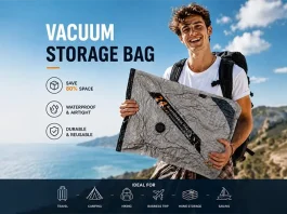 man holding a Vacuum Compression Bags for Travel