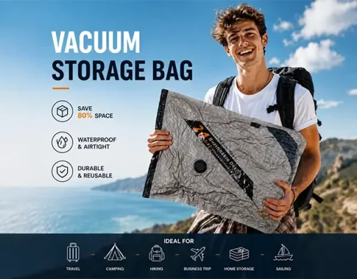 Best Vacuum Compression Bags for Travel: A Smart Packing Guide man holding a Vacuum Compression Bags for Travel