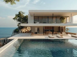 Modern luxury villa overlooking the ocean