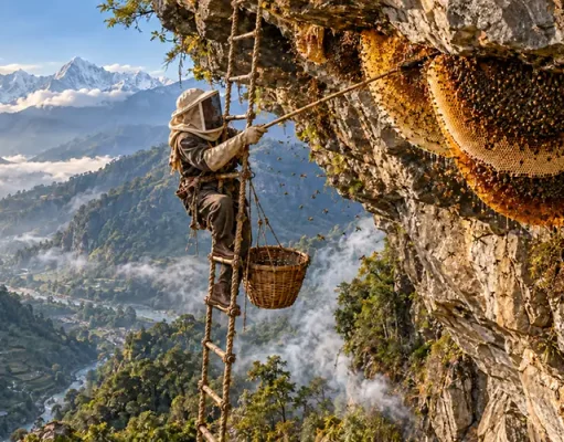 Nepal’s Honey Hunters: Inside the Twice-Yearly Harvest in the Lamjung Cliffs