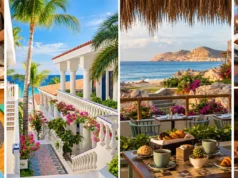 Mar del Cabo’s New Workshops Explore Mexico Through Food, Flavor and Tradition Mar del Cabo collage featuring oceanfront dining, white hotel architecture, Mexican cooking ingredients, salsa tastings and sound-healing bowls.
