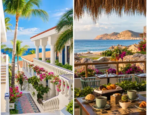 Mar del Cabo’s New Workshops Explore Mexico Through Food, Flavor and Tradition Mar del Cabo collage featuring oceanfront dining, white hotel architecture, Mexican cooking ingredients, salsa tastings and sound-healing bowls.