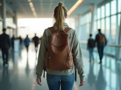 How to Choose a Vegan Travel Bag That Works Beyond the Airport young woman walking though an airport with a vegan