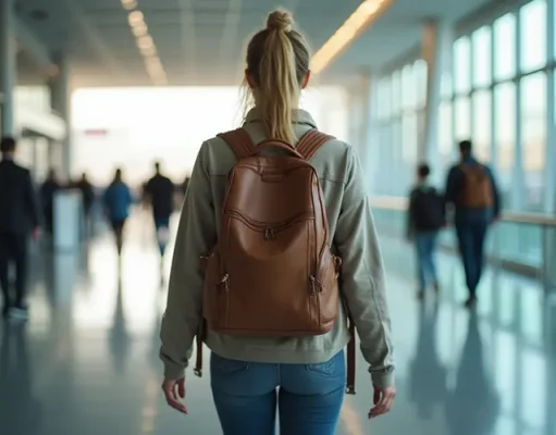 How to Choose a Vegan Travel Bag That Works Beyond the Airport young woman walking though an airport with a vegan