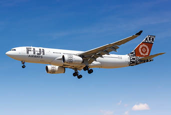 Los Angeles, California – April 12, 2019: Fiji Airways Airbus A330-200 airplane at Los Angeles airport (LAX) in the United States.