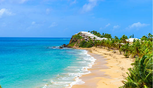 Paradise beach at Morris Bay, Tropical caribbean island Antigua