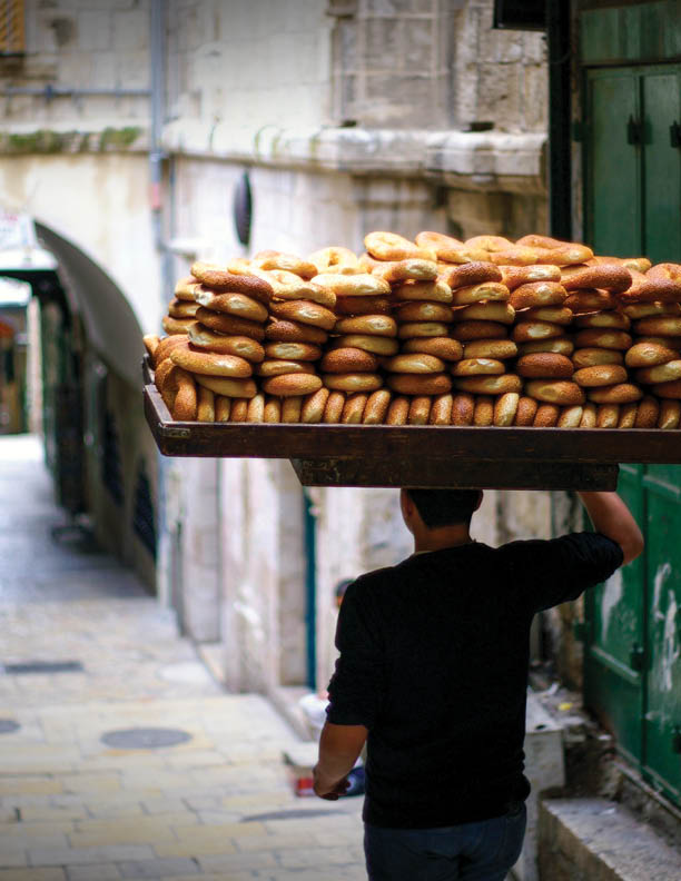 Arab, seller of east bread on Old Jerusalem street