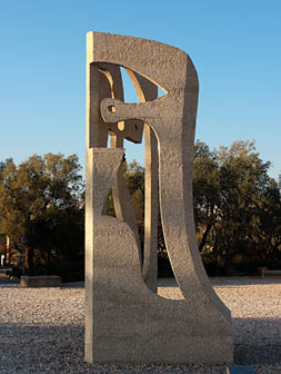 Jerusalem, Israel - December 2, 2013:  Profile, a 1967 concrete sculpture by Pablo Picasso at the Billy Rose Art Garden, Israel Museum, West Jerusalem, Israel 