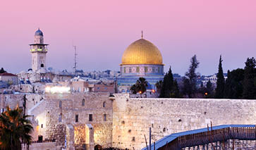 Dome of the Rock and Western Wall in Jerusalem, Israel