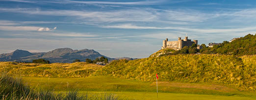 View towards Harlech Castle Royal St David's Golf Club Harlech Gwynedd Mid Golf Activities and Sports