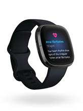 Product render of Fitbit Sense, 3QTR view, in Carbon and Graphite 