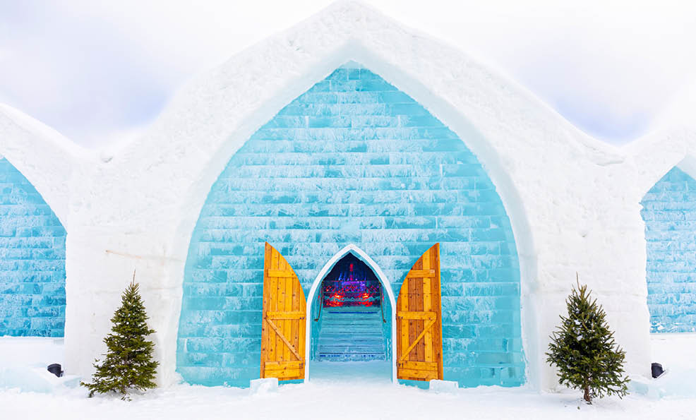 A building with blue and white doors. Description generated by AI