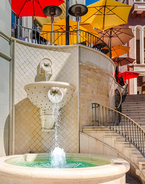 BEVERLY HILLS, CA - September 8, 2015: Stairway to Two Rodeo Drive in Beverly Hills; Rodeo Drive is an affluent shopping district known for designer label and haute couture fashion.