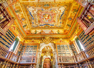 Coimbra, Portugal - August 14, 2017: University library in Coimbra, the Europe's oldest university founded in 1290. Unesco World Heritage Site and most important tourist attraction in Coimbra.
