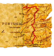 Portugal on an old torn map from 1949, isolated. Part of the old map series.