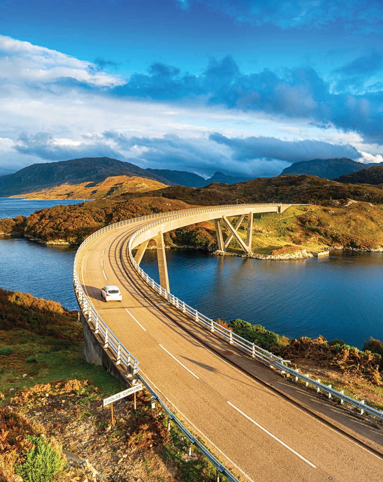 The Kylesku Bridge spanning Loch a' Ch irn Bh in in the Scottish Highlands and a landmark on the North Coast 500 tourist driving route