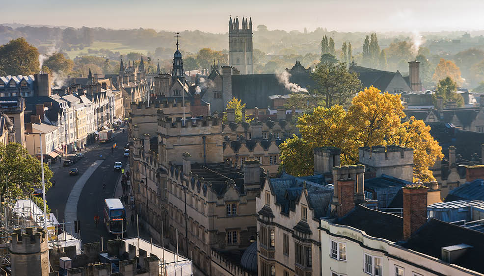 Aerial view of the Oxford city