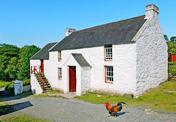 Ulster Folk and Transport Museum, Cultra, Belfast. Reconstructed 19th C Coshkib Hill Farm house originally near Cushendall.