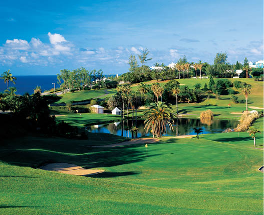  5 0 2 Turtle Hill Golf Club, located at the Fairmont Southampton resort on Bermuda s South Shore  This 2,684-yard course is a three-time winner of Golf Digest s  Best Places to Play Golf   Turtle Hill has 18 formidable par-3 holes, most with ocean views, as well as a variety of bunkers and two water hazards 