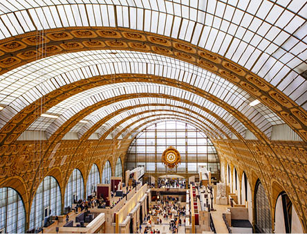 Paris, France - October 3, 2016: Interior of the Musee d'Orsay in Paris, France  The museum houses the largest collection of impressionist and post-impressionist masterpieces